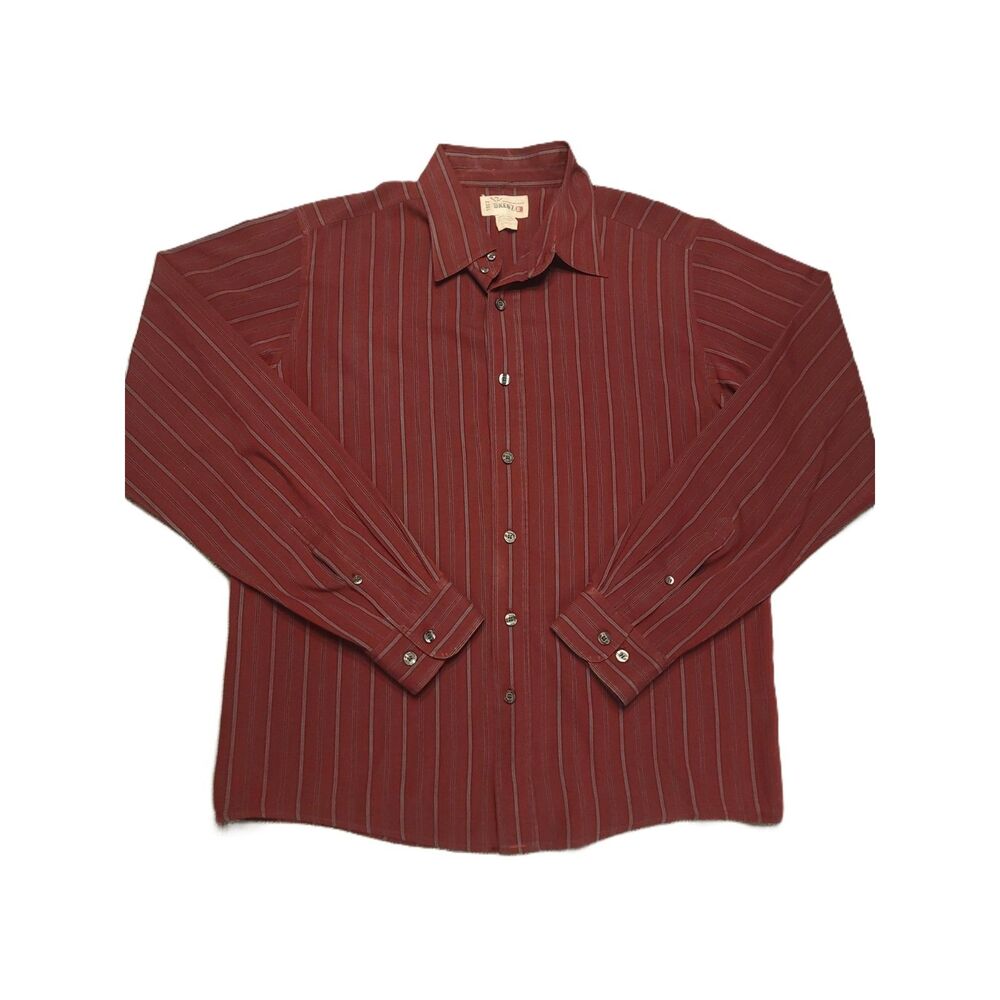 Buckle BKE 67 Button Up Long Sleeve Shirt Mens L Red Striped